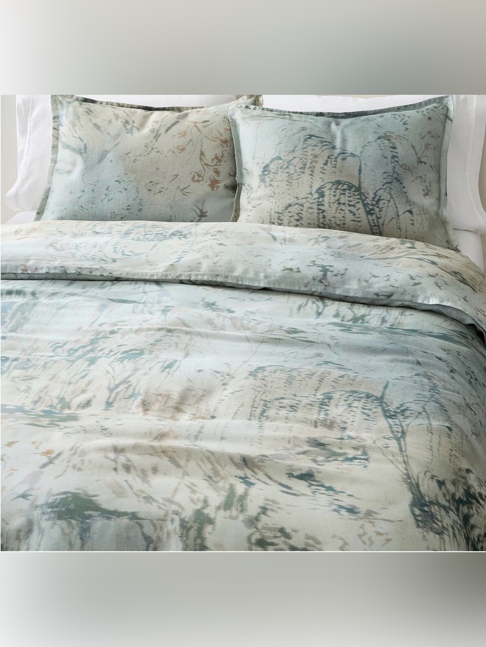 West Elm Misty Sage Botanical Print Duvet Cover-Full/Queen NWT